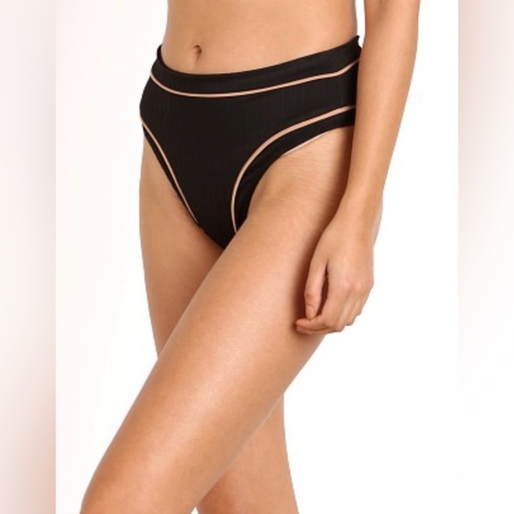 For Love & Lemons Black Gold High Waisted Bikini Bottom Large